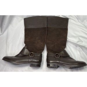 Lauren Ralph Lauren Sulita Brown Tall Riding Boots 6.5B Women Leather Suede